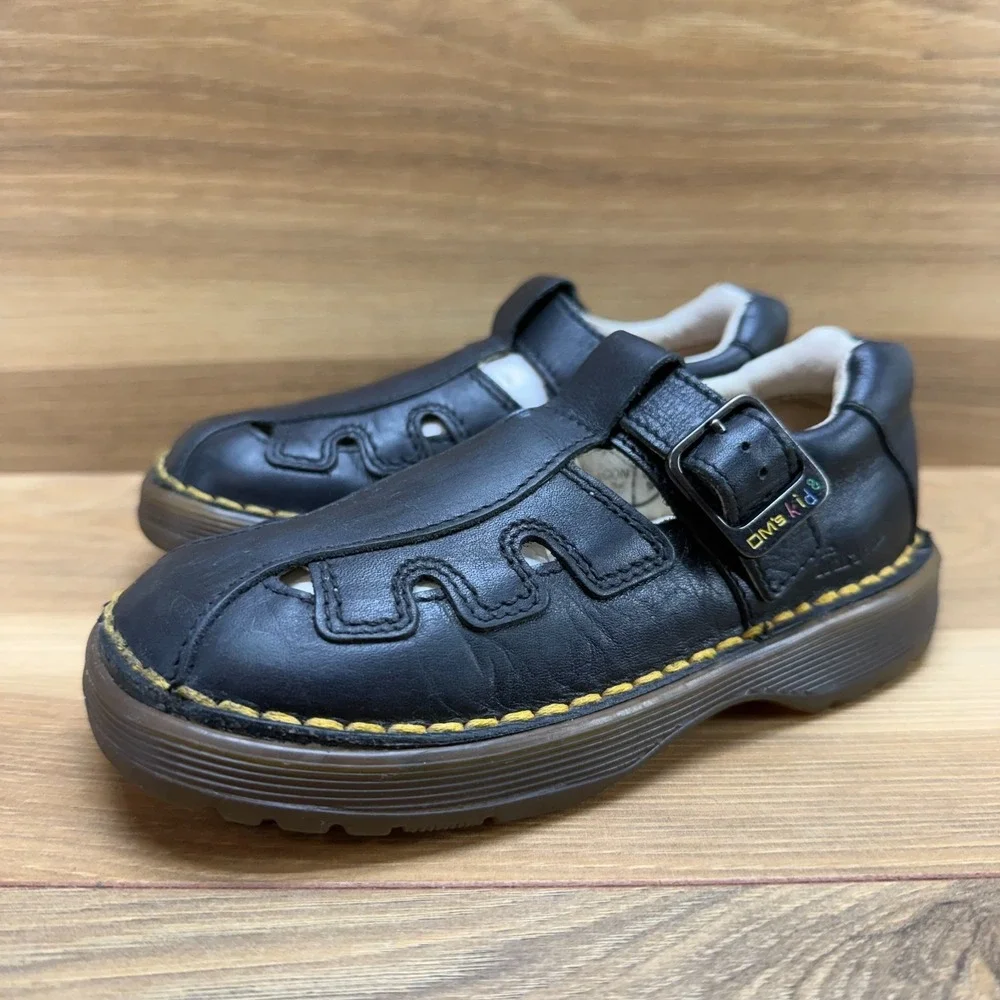 DR MARTENS Kids Vintage Little Girls 9 Black‎ Leather Mary Jane Uniform ENGLAND